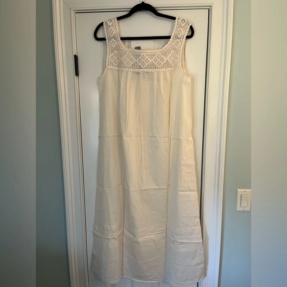 J. Crew Cream Crochet Trim Midi Dress Style C1285 Size Small - Picture 4 of 13